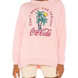 Oversized Pink Sweatshirt Wildfox x Coca Cola Roadtrip XS NWT Graphic Pullover